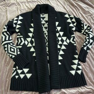 Express Black and White Geometric Sweater